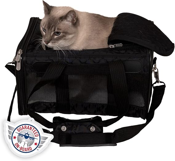 Sherpa Original Deluxe Travel Pet Carrier, Airline Approved &  On Board - Black Lattice, Small