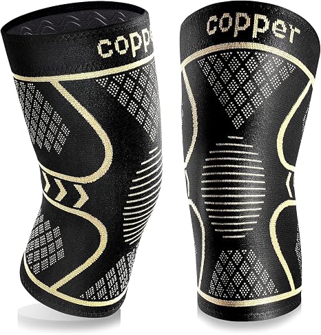 Copper Knee Braces for Women and Men 2 Pack, Knee Compression Sleeve for Knee Pain, Arthritis,ACL, Meniscus Tear, Joint Pain Relief, Knee Support for Running, Working Out, Fitness, Weightlifting (X-Large)