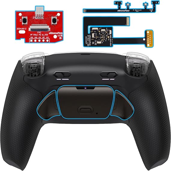 eXtremeRate Back Paddles Plus MAX RMB RISE Remap Kit with Clicky Trigger Stops & Rubberized Grip for PS5 Controller BDM-010 020, Remappable Real Metal Back Buttons Kit for PS5 Controller – Black