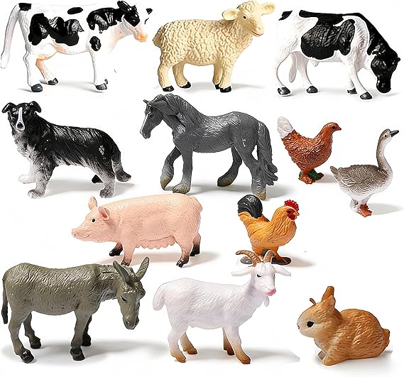13Pcs Farm Animals Figures, 13Pcs Kids Farm Animal Toys, Mini Plastic Farm Animals Figures for Party, Educational Playset, Farm Yard Play Sets