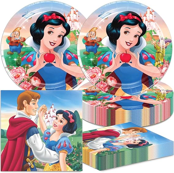 40pcs Snow White Party Supplies include 20 plates, 20 napkins for the Snow White Birthday Party Decoration