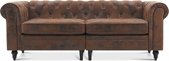 ivinta Small Office Sofa, Black Velvet Tufting Chesterfield Sofa, Mid Century Vintage Couch for Small Spaces Living Room Bedroom 5125