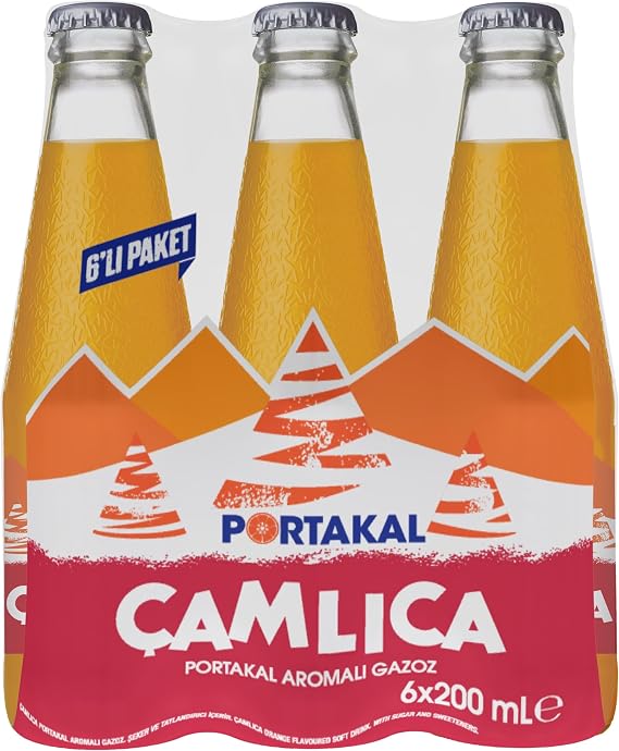 ÇAMLICA Orange Flavored Soda Glass Bottle 6x200 ml
