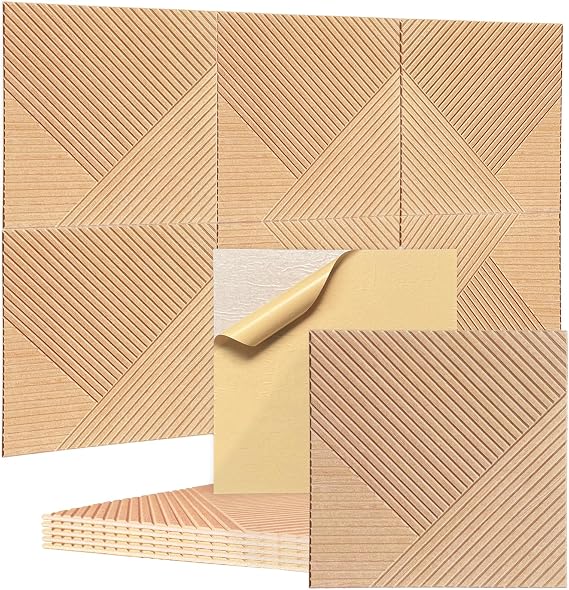 RITOLLO 8 Pack Acoustic Wall Panels 23.6 x 23.6 Inches Decorative Soundproof Wall Panels Self Adhesive Sound Absorbing Panels for Wall Art, Studio, Home Decor