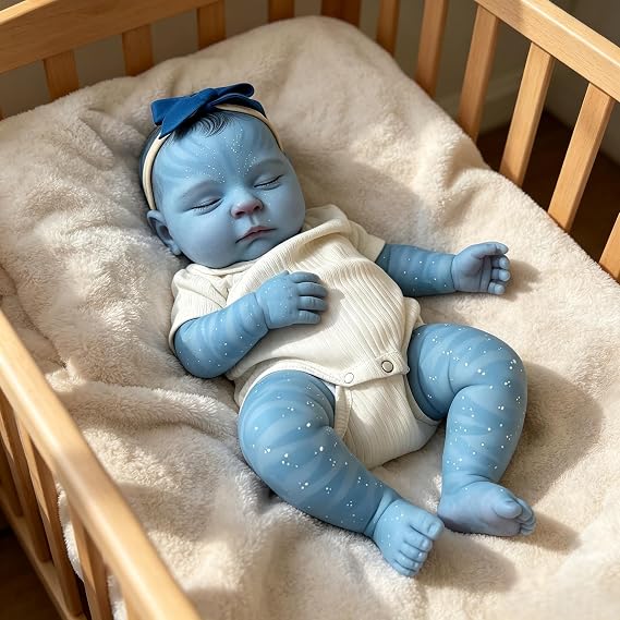 20 inch Realistic Reborn Toys Soft Vinyl Reborn Baby Dolls Glow in the Dark Asleep Newborn Silicone Toddler Play Alien Doll with Feeding Kits Birthday Xmas Gift Set for Kids Ages 3+