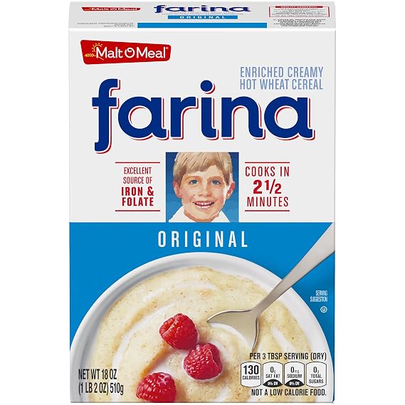 Malt-O-Meal Farina Original Breakfast Cereal, Quick Cooking, 18 oz Box | Creamy Porridge With A Good Source Of Iron And Folate, Offering A Warm Smooth Texture, Ready In Minutes