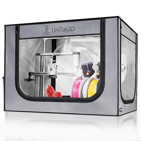 3D Printer Enclosure for Bambu Lab A1 Combo,Large Size Fireproof&Dustproof Enclosure,Noise Reduction,Constant Temperature Control 3D Printer Cover with LED Lighting System-825 * 585 * 585mm（Grey）