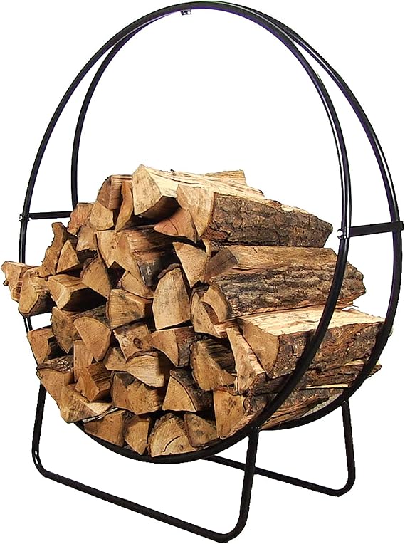 Sunnydaze Outdoor Firewood Rack, Heavy-Duty Steel, 24 Diameter