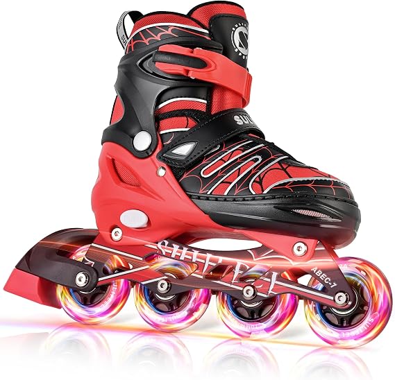 SULIFEEL Rainbow Unicorn Adjustable Kids Inline Skates for Girls Boys