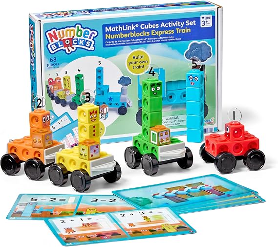 hand2mind Numberblocks Express Train MathLink Cubes Activity Set, Ages 3+ | Preschool Learning Activities, Train Toy, Counting Blocks, Number Toys, Kids Educational Toys, Math Manipulatives