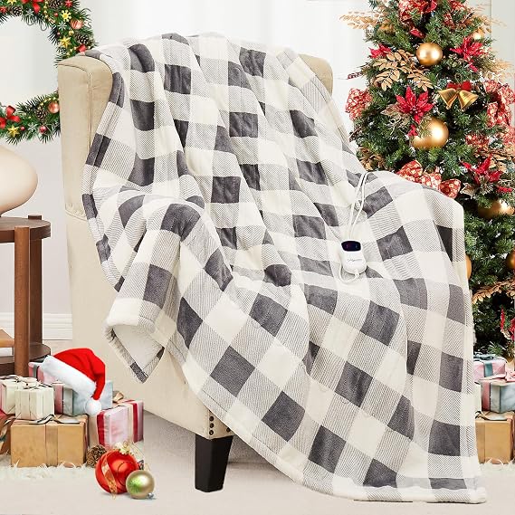 Homemate Electric Blanket Heated Twin Size - 62x84 Ultra Soft Cozy Flannel Heating Blanket with 10 Fast Heat Levels 8 Hours Auto Off Over-Heated Protection ETL Certification Keep Warm in Home