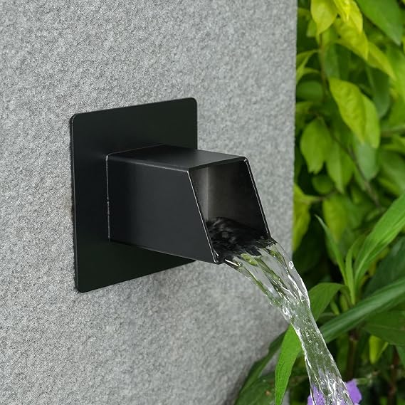 2 Inch 316 Stainless Steel Square Water Fountain Spout with Integrated Spray Baffle, Waterfall Spillway Scupper for Outdoor Decors, Pools, Ponds,