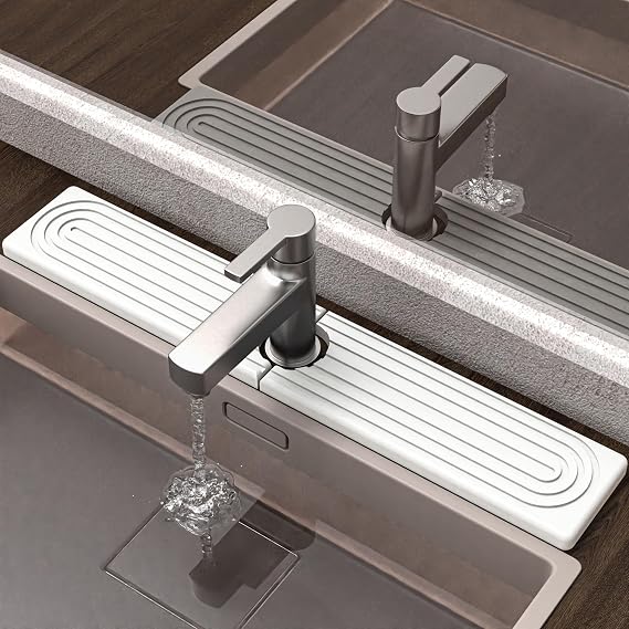 Faucet Mat for Kitchen Sink - Super Absorbent Diatomite Fast Drying Stone, Quick Drying Splash Guard,Prevents Moisture Buildup Sink, Durable Protector for Kitchen,Bathroom Counter