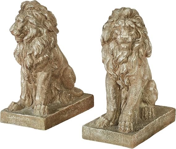 Touch of Class Lions at Guard Statues, Weathered Sand, Set of 2