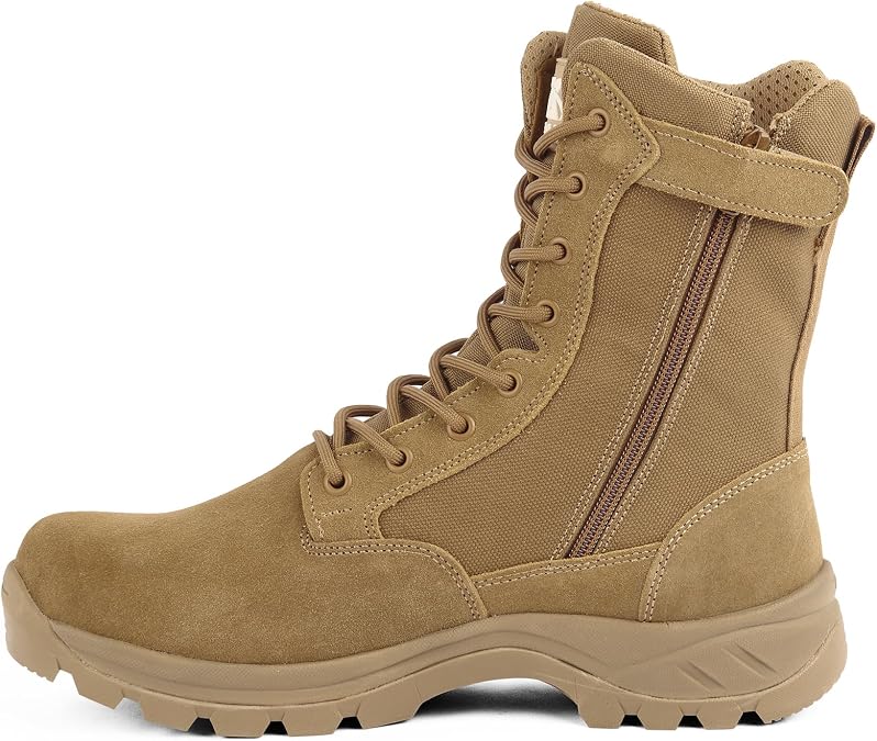 Tactical Boots Men's Non-Slip Combat Boots Comfortable Combat Boots Military Boots YKK Side Zip Tactical Boots Army Boots for Hiking