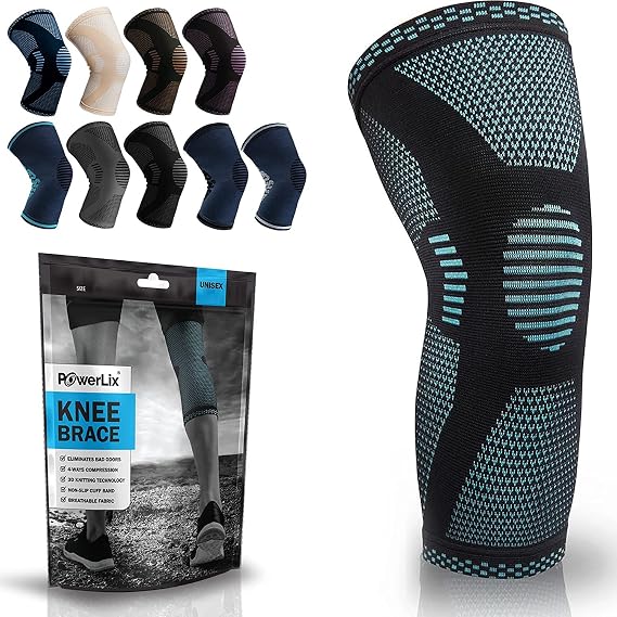 POWERLIX Knee Compression Support Sleeve - Best Knee Brace for Men & Women | Best Knee Brace for Men & Women, support for Running, Basketball, Weightlifting, Gym, Workout, Sports