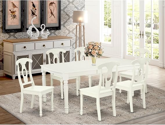 HomeStock French Country Dining Set 7Pc Rectangular Table w/Leaf & 6 Chairs