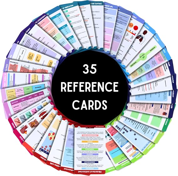 Super nurse 35 Pack English Reference Cards for Nurse and Nursing Students RN Student Essentials and Gifts for Nurses Great Gift for Nurses