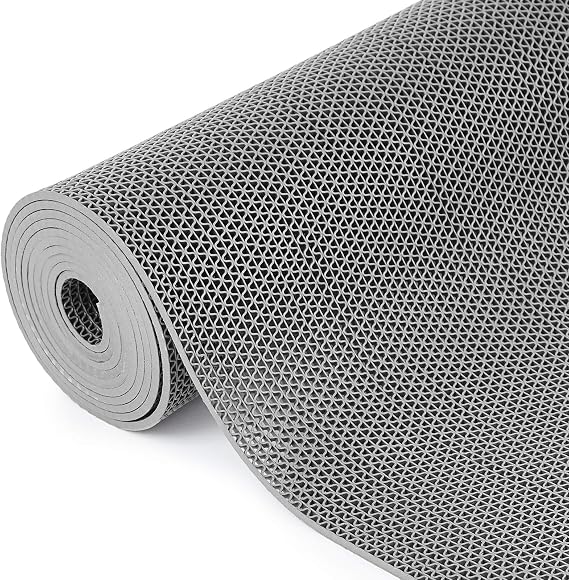 Tinideya 1.3 ft x 10 ft Pool Drainage Mat, Grey Non-Slip PVC Flooring