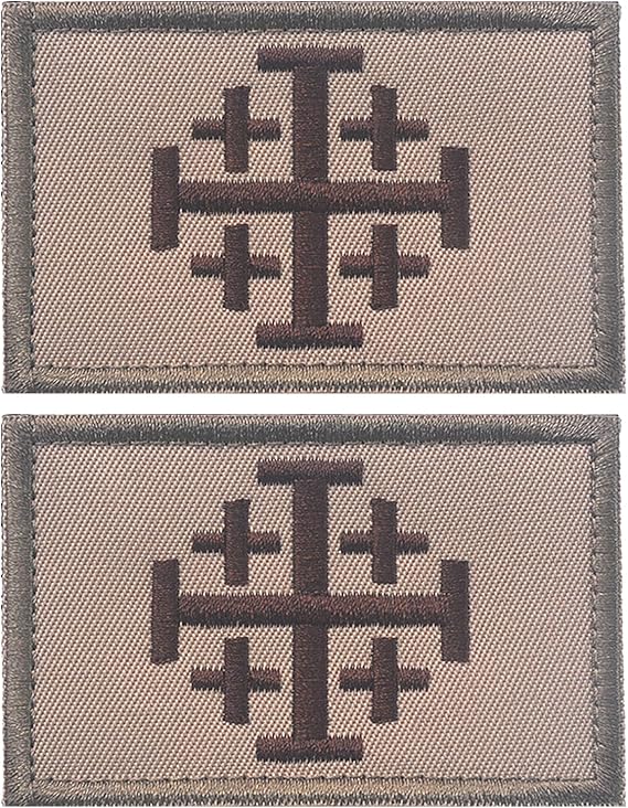 2PCS Jerusalem Holy Sepulchre Knight Patches Morale Patch | Hook and Loop,Embroidered,Knights,Cross Crusader,Tactical Military Patch,Versatile Tactical Attachment,32 inch.Khaki