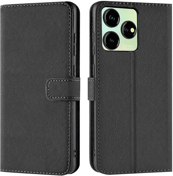 Verco Mobile Phone Case for ZTE Blade V50 Design 4G Case Book Case Flip Cover for ZTE Blade V50 4G Case [Card Slots/Stand Function] Black