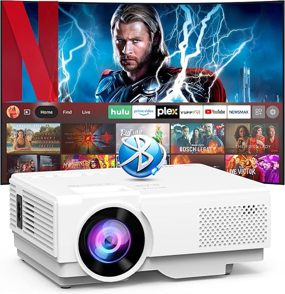 [Built-in Apps] Mini Projector with WiFi and Bluetooth, Portable Movie Projector Compatible with HDMI/Smartphone/TV Stick/Laptop