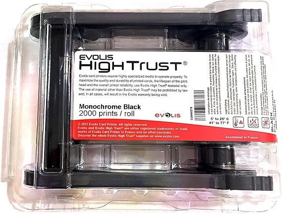Evolis RCT023NAA Black Print Ribbon - Print Ribbons Zenius Primacy, Black, Thermal Transfer, Black, Grey