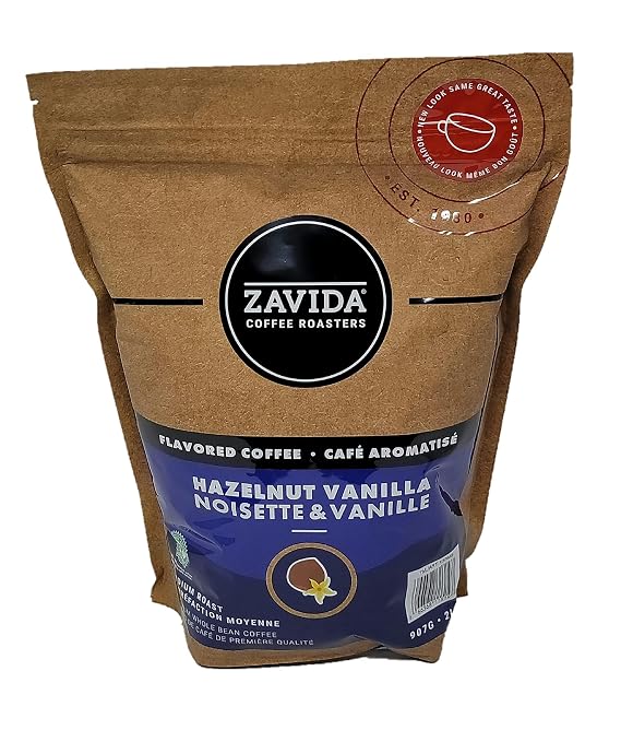 Zavida Hazelnut Vanilla Whole Bean Coffee, 907g/32 oz., (Imported from Canada)