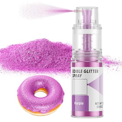 Edible Glitter Spray,Food Grade 5g Edible Glitter for Cake Decorating Desserts, Beverages, Cupcakes, Cake Pops and Cookies - Purple