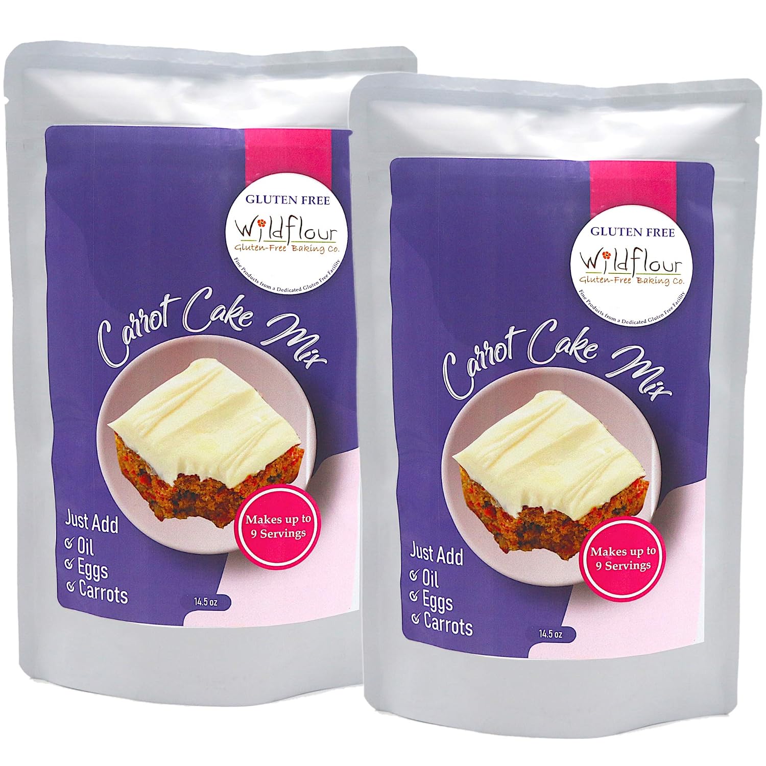 Wildflour, Gluten Free Carrot Cake Mix For Baking Spice Cake Mix, Delicious & Moist, The Pacific Northwest’s Iconic Carrot Cake Mix, Simply Add Oil, Eggs & Fresh Grated Carrots, 14.50 oz Pack of 2