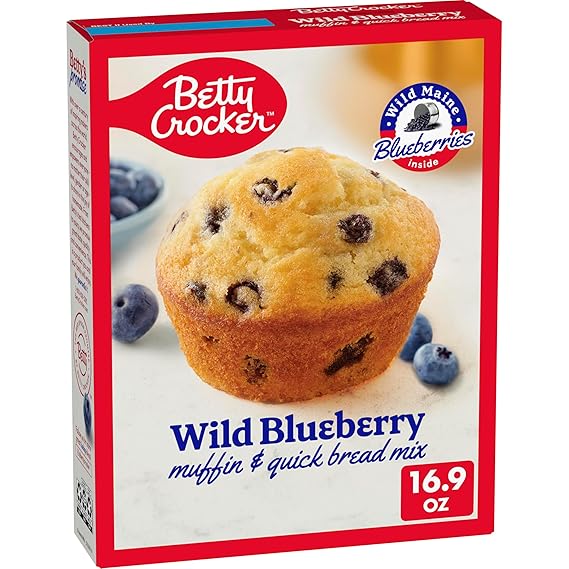 Betty Crocker Wild Blueberry Muffin and Quick Bread Mix, Wild Maine Blueberries Inside, 16.9 oz