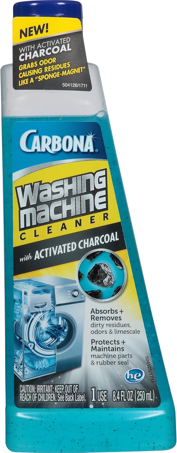Carbona Washing Machine Cleaner with Activated Charcoal | Removes Odor-Causing Residues | Works in Standard & High Efficiency Washing Machines | 8.4 FL Oz, 1 Pack