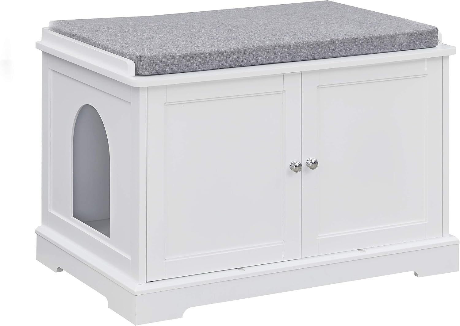 SweetGo Cat Washroom Storage Bench,Cat Litter Box Cover,Solid MDF Structure,Spacious Storage Space,Easy to Assemble,Suitable for Most Cat Litter Boxes White