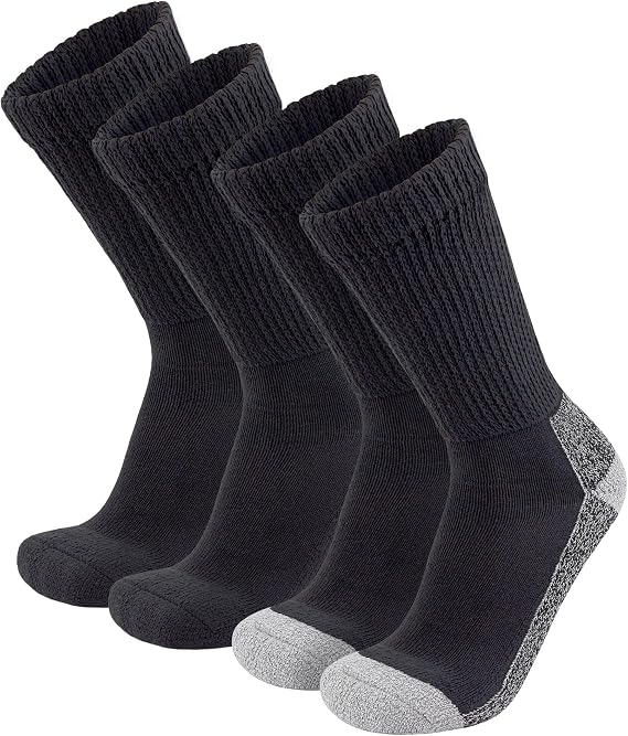 4 Pairs of Diabetic Extra Thick Warm Cotton Socks, Triple Cushioned Crew Slipper Socks