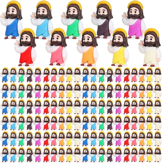 Thrilez 70 Pcs Mini Jesus Blessing Gesture - Small Pocket Jesus Figures Dashboards Jesus Religious Gifts for Christian, Easter Egg Stuffers
