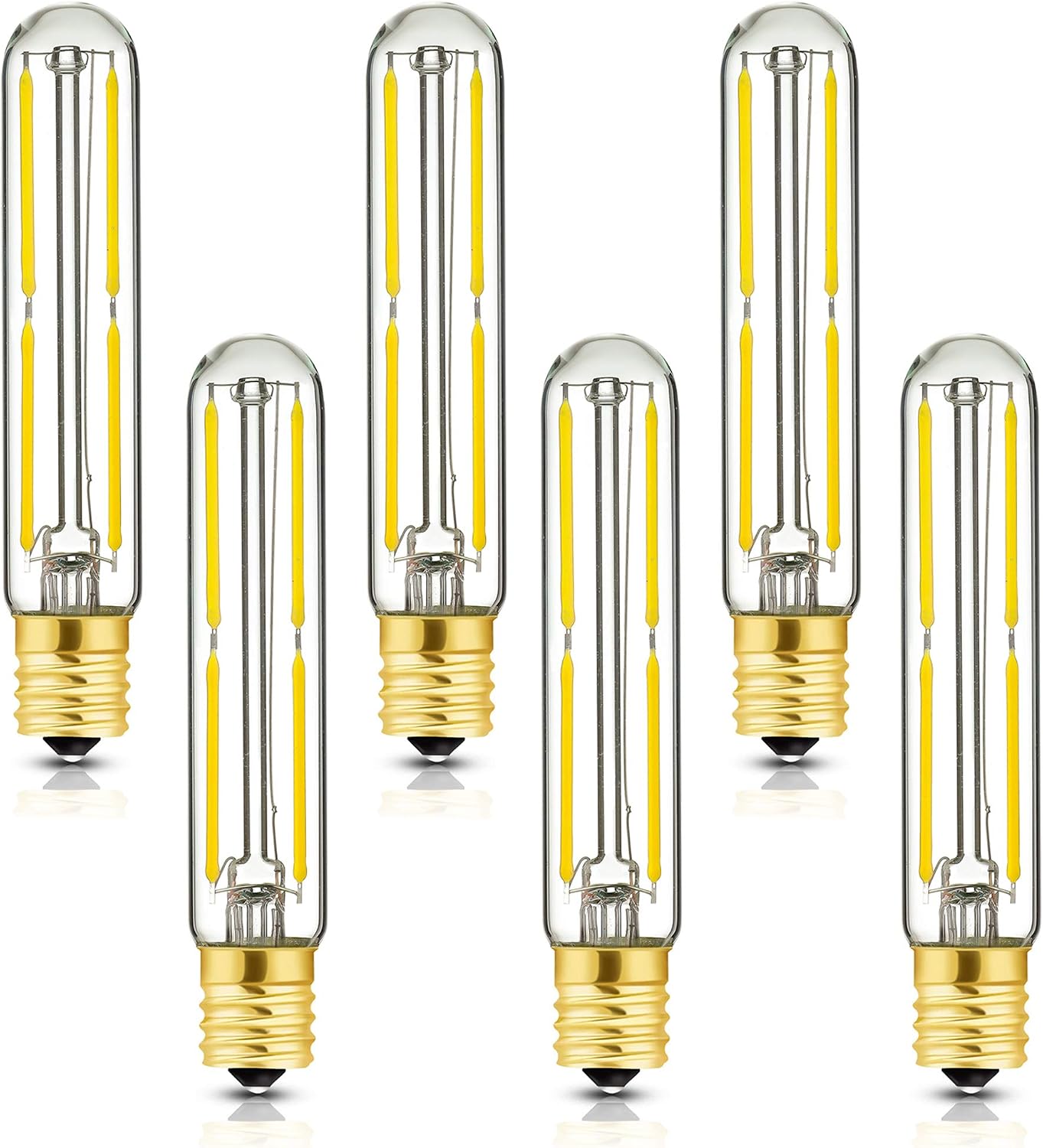 E17 LED Tubular Bulb 6W Dimmable E17 Led Tube Bulbs 2700K Warm White 60 Watt Equivalent 600lm T20 Led Light Bulb for Exit Sign Light,Refrigerator,Freezer,6Pack.