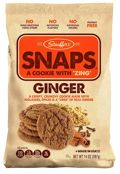 Stauffer's Ginger Snaps Cookies, 14 oz Bag, Real Ginger, Molasses & Spices