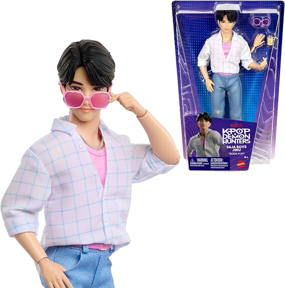 Mattel Kpop Demon Hunters Saja Boys Jinu Fashion Doll in Soda Pop Performance Look with 2 Accessories, Inspired by the Movie