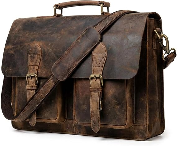 cuero Retro Brown Laptop Messenger Bag Office Briefcase Crossbody Travel Bag For Men And Women Bag Office Laptop Bag