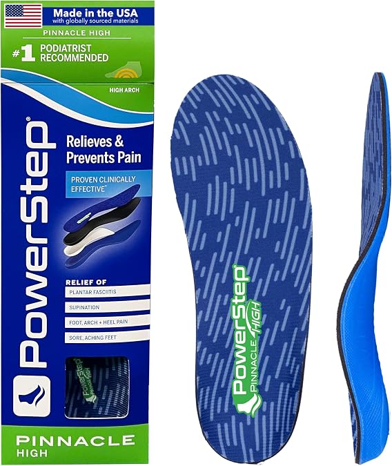 Powerstep Pinnacle Insole, Blue, Men's 10-10.5, Women's 12