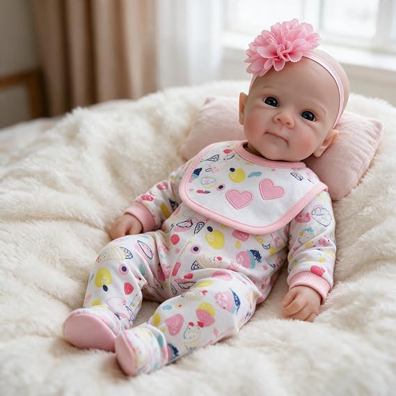 Pinky Reborn 16inch 40cm Girl Doll Silicone Full Body Anatomically Correct Bettie Realistic Full Solid Silicone Newborn Dolls Flexible Real Life Babies Gift for Kids Age 3+
