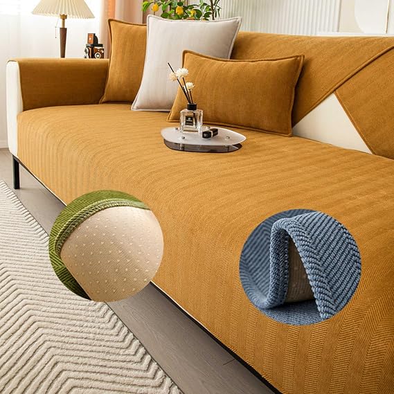 2023 Herringbone Chenille Fabric Furniture Protector Couch Cover, Funny Fuzzy Couch Cover, Sofa Covers,Handwoven Non-Slip Couch Cover