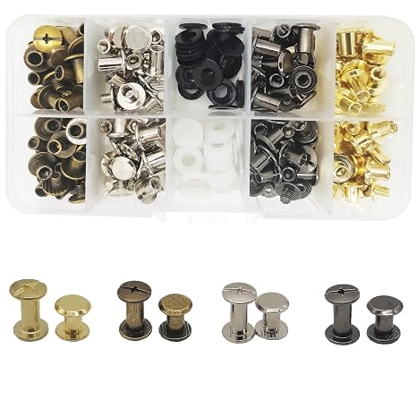 240 Pcs(80 Set) Chicago Screws, M5x6/8mm Binding Screw Leather Rivets Kit