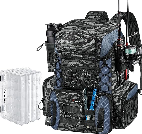 Piscifun Fishing Tackle Backpack, 42L Rod & Box Carrier, Waterproof