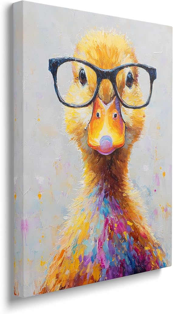 Graffiti Duck Canvas Wall Art Colorful Banksy Ducks Pictures Pop Art Painting Duck Prints Abstract Modern Animal Artwork for Bathroom Living Room Bedroom Office Framed Wall Decor 12"x16"