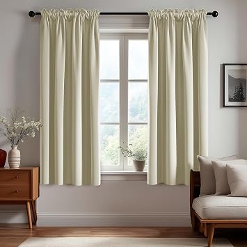 Deconovo Blackout Curtains for Bedroom, Thermal Insulated Room Darkening Rod Pocket Window Drapes, Beige, 42W x 63L Inch, Pack of 2 for Living Room & Nursery Privacy Panels