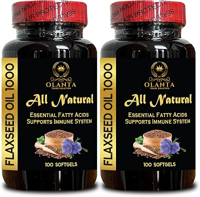 200 Count Flaxseed Oil – Organic & Cold-Pressed – Omega Fatty Acids - Immune System Support – Non-GMO – Vegan Softgels – Made in USA – 2 Bottles