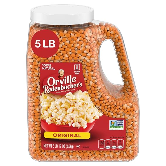 Orville Redenbacher's Gourmet Popcorn Kernels, Original Yellow, 4g Fiber Per Serving, Movie Night Supplies, 5 lb.