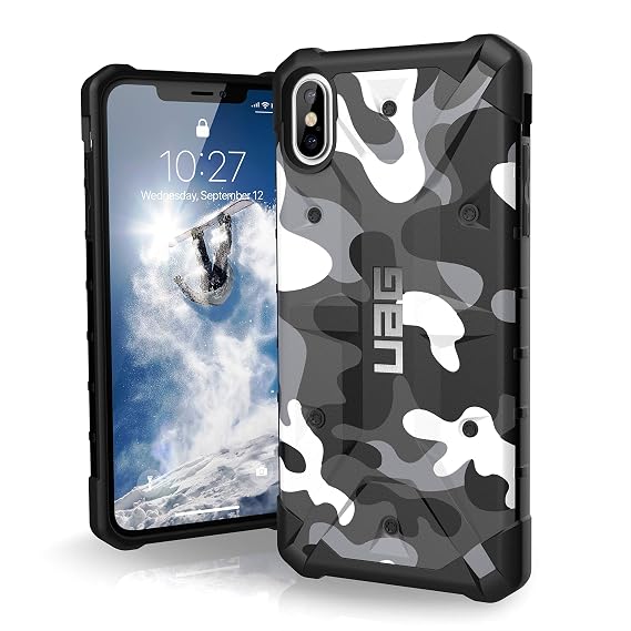 URBAN ARMOR GEAR UAG iPhone Xs Max 6.5" Screen Pathfinder Camouflage Feather Light Rugged Arctic Military Drop Tested iPhone Case, White