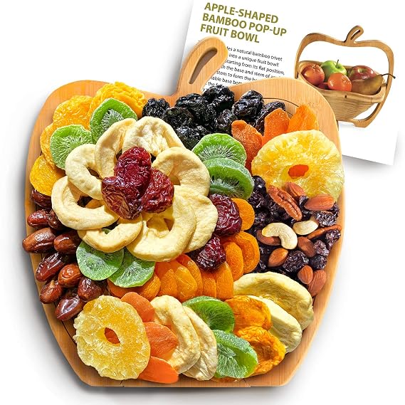 Apple Dried Fruit Gift Tray Turns into Fruit Basket, Dried Fruit & Trail Mix - Corporate Gifting, Holiday Gifting